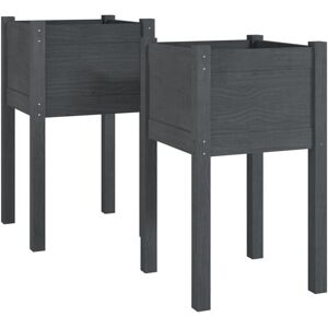 Berkfield Home - Mayfair Garden Planters 2 pcs Grey 40x40x70 cm Solid Pinewood