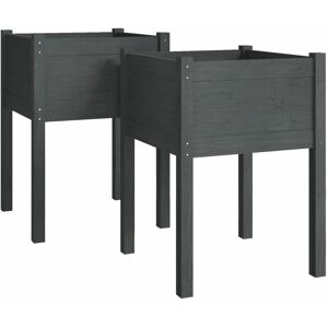 Berkfield Home - Mayfair Garden Planters 2 pcs Grey 50x50x70 cm Solid Pinewood