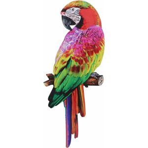 MUMU Metal Parrot Wall Art Outdoor Bird Hanging Decoration Tropical Macaw Branch Sculpture for Home Kitchen Garden Decoration Colorful 2