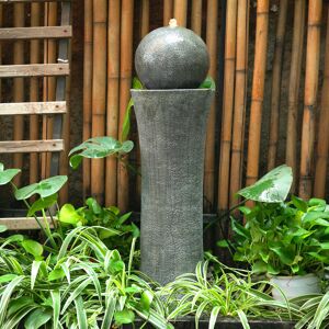 Livingandhome - Dark Grey Sphere Electric Fountain Water Feature with led Light