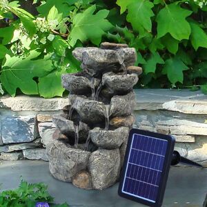 Livingandhome - Outdoor Solar Powered Natural Slate Garden Water Feature led Fountain Waterfall