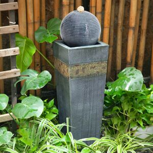 LIVINGANDHOME Navy Sphere Electric Fountain Water Feature with LED Light