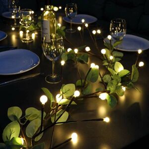 Noma - Artificial Berry Eucalyptus Garland String Indoor Outdoor Lights led White