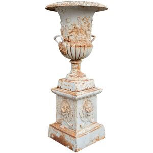 BISCOTTINI Old vase with cast iron base antique white finish