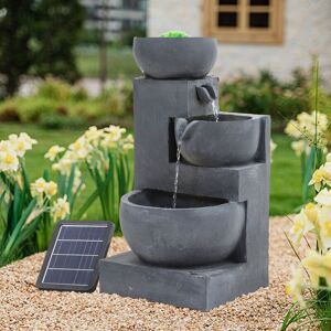 WARMIEHOMY Outdoor Solar Powered Water Fountain Decor with Fake Grass