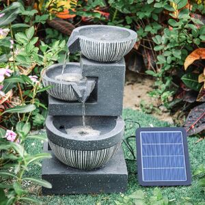 WARMIEHOMY Outdoor Water Fountain Rockery Decoration 3 Tier Bowls Solar Powered