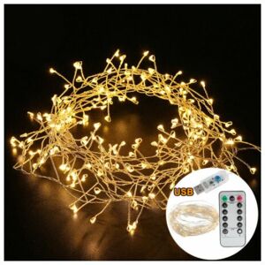 Denuotop - Outdoor Waterproof led Firecracker Fairy Light String 8 Modes Christmas Tree Home Party Holiday Garden Decor usb Garland (5m200 LEDs, Warm