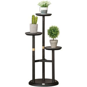 Outsunny - 3 Tiered Plant Stand, Plant Shelf for Indoor & Outdoor Walnut brown - Walnut brown