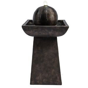 Teamson Home - Garden Water Feature & Lights, Outdoor Sphere Orb Modern Water Fountain, Indoor Pedestal Cascading Waterfall Ornament & Pump, Patio