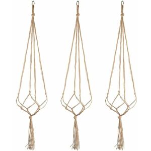 Plant Hanger, 3 Pcs 105cmHanging Basket Plant Holder Jute Rope with 3 Pcs Hooks for Home Decor Denuotop