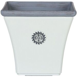 Beliani - Flower Pot Outdoor Indoor Planter Stone uv Resistant 32x32x31 cm White Elateia - White