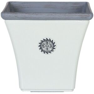 Beliani - Flower Pot Outdoor Indoor Planter Stone uv Resistant 37x37x35 cm White Elateia - White