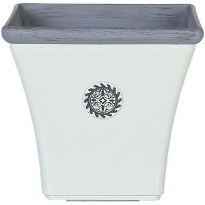 Beliani - Flower Pot Outdoor Indoor Planter Stone uv Resistant 43x43x39 cm White Elateia - White