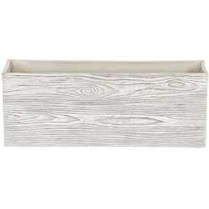 BELIANI Modern Outdoor Indoor Flower Pot Light Wood Fibre Clay Rectangular 54x17cm Paos - White