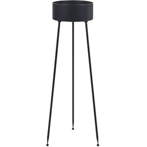 Beliani - Plant Stand Indoor Outdoor Flower Pot 33 x 31 x 88 cm Metal Black Leika - Black