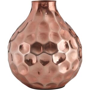 Premier Housewares - Copper Finish Decorative Vase/ Accentuated With Honey Comb Beaten Design Aluminum Vases For Decoration 25 x 30 x 25