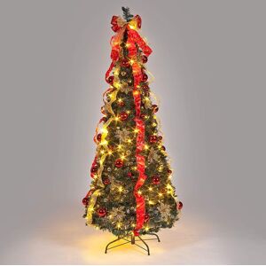 Snowtime - Red and Gold Pre-Decorated Pop Up Christmas Tree - 150 Led's - 180cm 6 Foot