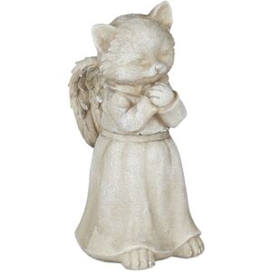 Angel cat statue, grave ornament, statue for grave, cat memorial stone, weatherproof garden ornament, cream - Relaxdays