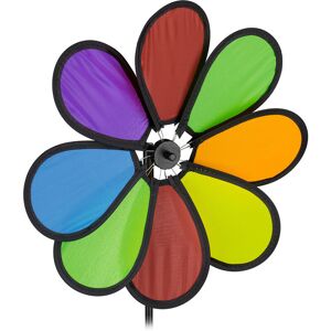 Flower windmill, decorative garden pinwheel, sunflower wind spinner for adults & children, multicoloured - Relaxdays