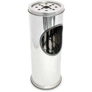 Standing Ashtray, Stainless Steel Ash Tray, with Bin Container, Garbage, Rubbish, Metal, 37.5 cm Tall, Silver - Relaxdays