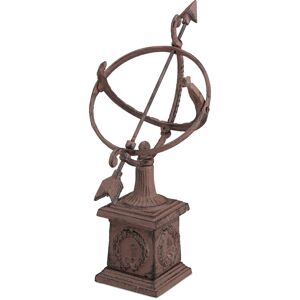 Relaxdays - Sundial, Cast Iron, Antique Design, Weatherproof, Garden Decoration, h x w x d: app. 36 x 17 x 14 cm, Brown