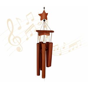 Wind Chime Bamboo, Sound Chimes Night Sky Design, Hanging Decor Outdoors & Indoors, hwd: 63 x 9.5 x 8cm, Brown - Relaxdays