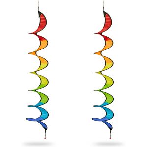 Relaxdays - Wind Spinner, 2x Set, Rainbow, Hanging Garden Decoration, Balcony Ornament, Twirl, HxD: 130 x 20 cm, Colourful