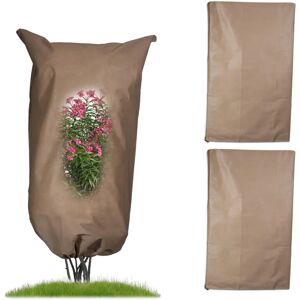 Winter protection cover set of 3, fleece plant frost protection, winter plant protection, 140x80 cm, fleece cover, beige - Relaxdays