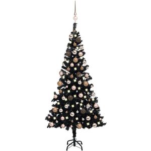 Artificial Christmas Tree with LEDs&Ball Set Black 120 cm pvc - Royalton