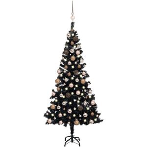 Artificial Christmas Tree with LEDs&Ball Set Black 150 cm pvc - Royalton