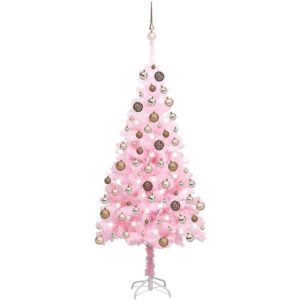 Artificial Christmas Tree with LEDs&Ball Set Pink 120 cm pvc - Royalton