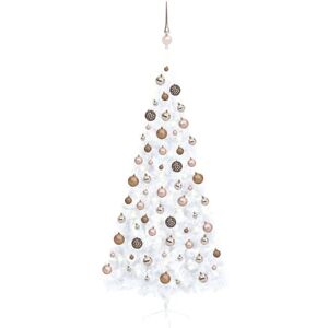 Artificial Half Christmas Tree with LEDs&Ball Set White 210 cm - Royalton