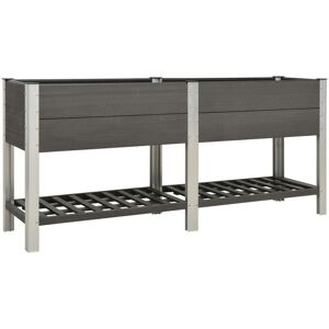 Garden Raised Bed with Shelf 200x50x90 cm wpc Grey - Royalton