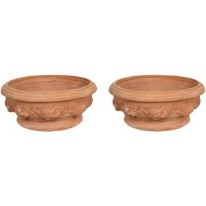 BISCOTTINI Set 2 Baskets Bowl Terracotta Vase Flower Container for Garden, Terrace Balcony L40XPR40XH19 cm