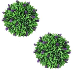 Berkfield Home - Set of 2 Artificial Boxwood Ball with Lavender 30 cm