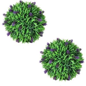 SWEIKO Set of 2 Artificial Boxwood Ball with Lavender 36 cm VDTD26606