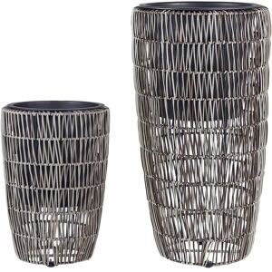 Beliani - Set of 2 pe Rattan Plant Pots Indoor Outdoor with Insert Brown Chelone - Brown