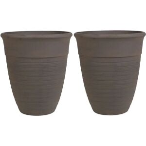 Beliani - Set of 2 Plant Pots Brown Modern Indoor Outdoor Stone Mixture ø 50 cm Katalima - Brown