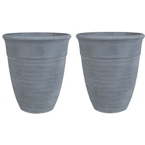 Beliani - Set of 2 Plant Pots Grey Modern Indoor Outdoor Stone Mixture ø 43 cm Katalima - Grey