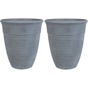 Beliani - Set of 2 Plant Pots Grey Modern Indoor Outdoor Stone Mixture ø 50 cm Katalima - Grey