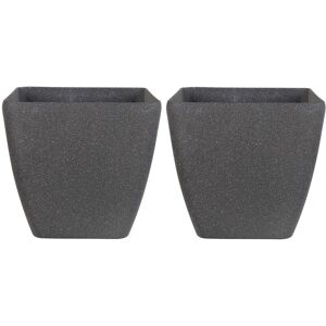 Beliani - Set of 2 Plant Pots Grey Stone Mixture Flower Pot Square Outdoor Indoor 49 x 49 cm Zeli - Grey