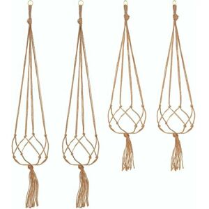 HOOPZI Set of 4 Hanging Rope Plant Macrame Pot Holder Hanging Plant Hanger Indoor Outdoor Garden Decoration with - 2 pieces 105 cm and 2 pieces 90 cm, 4 feet