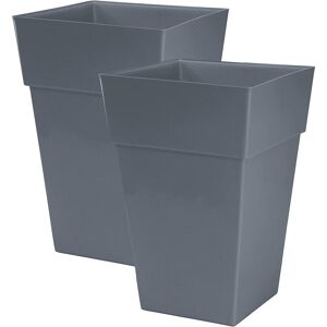 2PC Moda Milano 28L Plastic Planters - slate grey - Slate Grey - Simpa