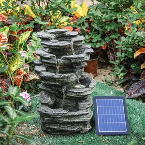 Livingandhome - Solar Powered Outdoor Garden led Slat Falls Woodland Water Feature