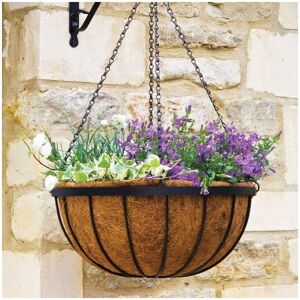 Smart Garden - 30cm 12 Inch Metal Saxon Metal Hanging Basket Black Planter Liner