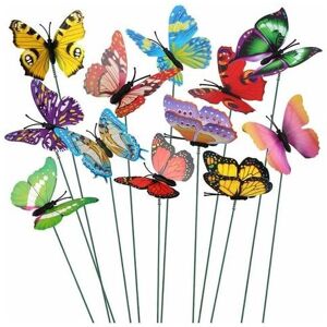 NEIGE Snow-Pack of 50 Colorful 7cm Butterflies Garden Decoration on Butterfly Sticks for Patio Lawn Butterflies