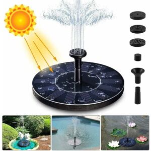 Groofoo - Solar Fountain Pump, 1.4W 150L/h Solar Water Pump(Maximum 70CM) + 4 Nozzles, Mini Solar Pump for Decorative Garden Pond Fountains(No