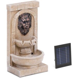 HILLVERT Solar garden fountain - 2 levels with spouting lion head - LED lighting Solar water feature Solar Fountain Garden