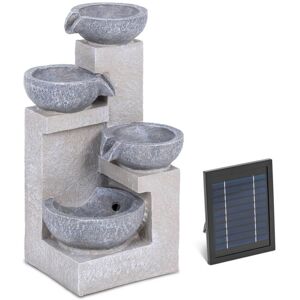 Hillvert - Solar garden fountain - 4 bowls on cement wall - led lighting Solar water feature Solar Fountain Garden