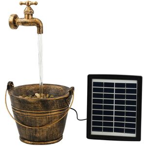 GEEZY Solar Outdoor Garden Fountain Water Feature LED Polyresin Statues Home Decoration - Bucket Tap